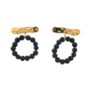 Gold-plated steel hoop earrings with volcanic lava balls